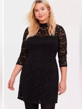 Torrid 2 Lace Mock High Neck Sheath Dress